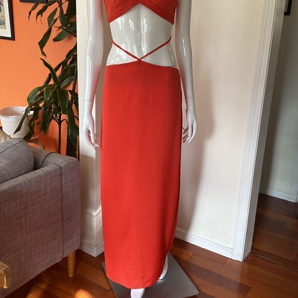 Nana Gotti Julie Salmon Red Cut-Out Maxi Dress Size 6 - Picture 8 of 16